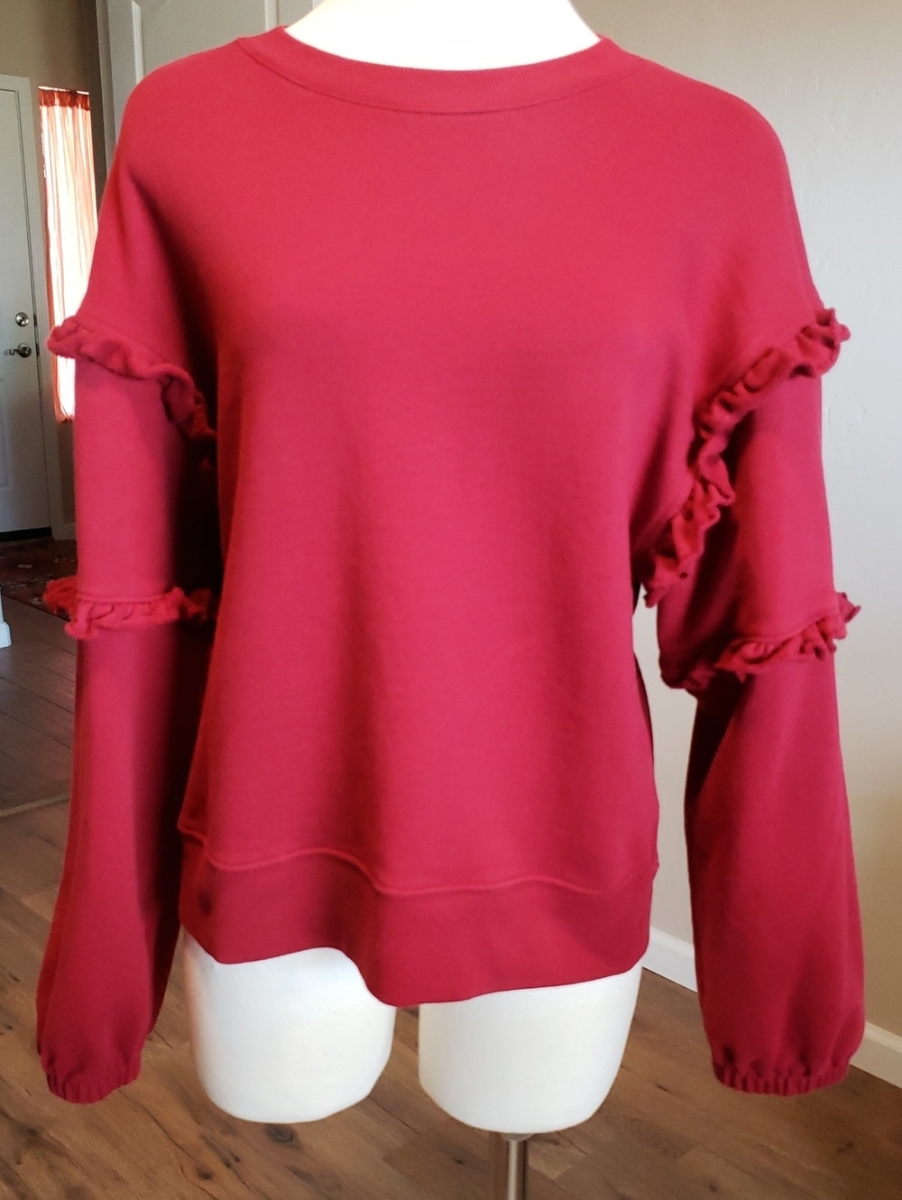 Rebecca Minkoff Evelyn Sweatshirt Red Crewneck Women's Size M City Girl Pullover